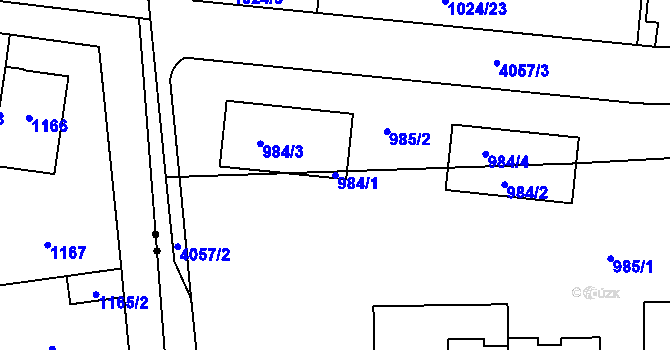 Parcela st. 984/1 v KÚ Dejvice, Katastrální mapa