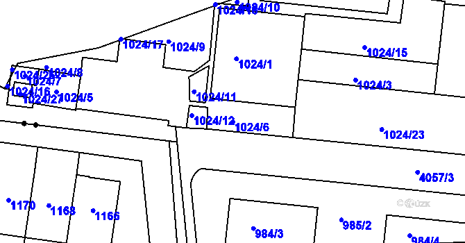 Parcela st. 1024/6 v KÚ Dejvice, Katastrální mapa