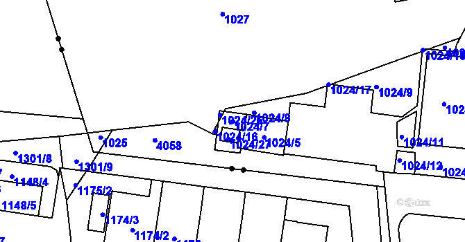 Parcela st. 1024/7 v KÚ Dejvice, Katastrální mapa