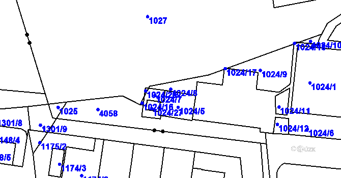 Parcela st. 1024/8 v KÚ Dejvice, Katastrální mapa