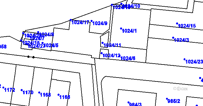 Parcela st. 1024/12 v KÚ Dejvice, Katastrální mapa