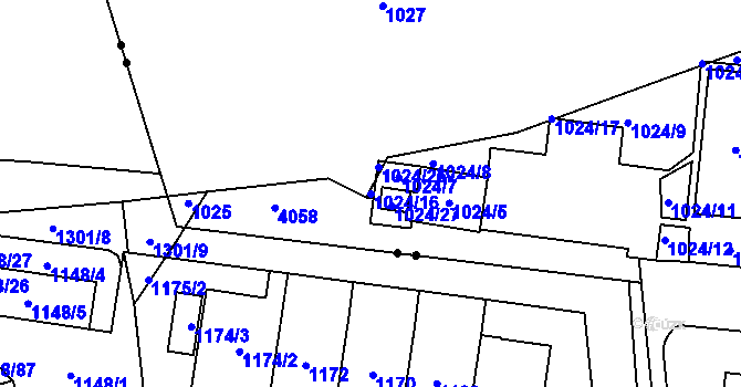 Parcela st. 1024/16 v KÚ Dejvice, Katastrální mapa