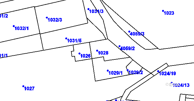 Parcela st. 1028 v KÚ Dejvice, Katastrální mapa