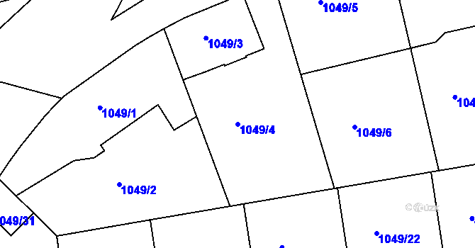 Parcela st. 1049/4 v KÚ Dejvice, Katastrální mapa
