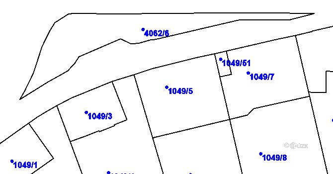 Parcela st. 1049/5 v KÚ Dejvice, Katastrální mapa