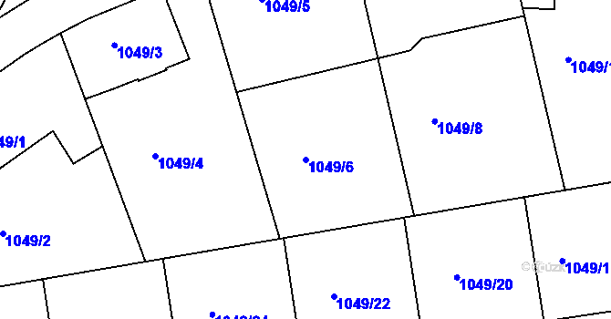 Parcela st. 1049/6 v KÚ Dejvice, Katastrální mapa