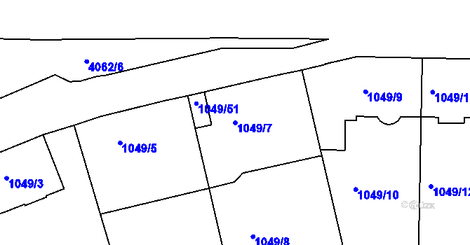 Parcela st. 1049/7 v KÚ Dejvice, Katastrální mapa