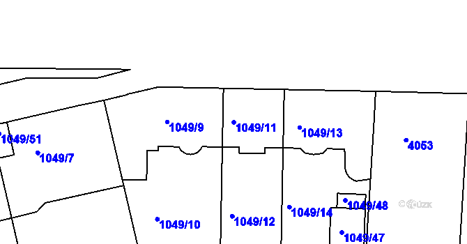 Parcela st. 1049/11 v KÚ Dejvice, Katastrální mapa