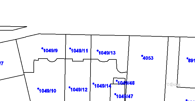 Parcela st. 1049/13 v KÚ Dejvice, Katastrální mapa