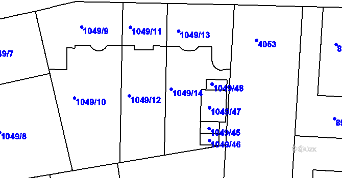 Parcela st. 1049/14 v KÚ Dejvice, Katastrální mapa