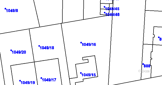 Parcela st. 1049/16 v KÚ Dejvice, Katastrální mapa