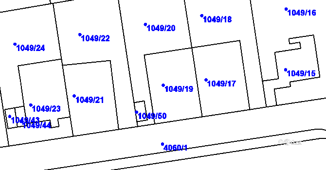 Parcela st. 1049/19 v KÚ Dejvice, Katastrální mapa