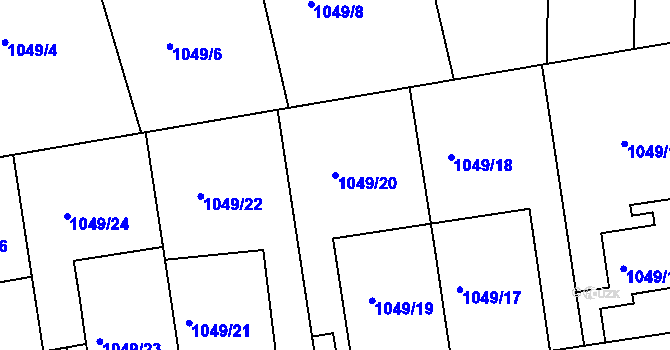 Parcela st. 1049/20 v KÚ Dejvice, Katastrální mapa