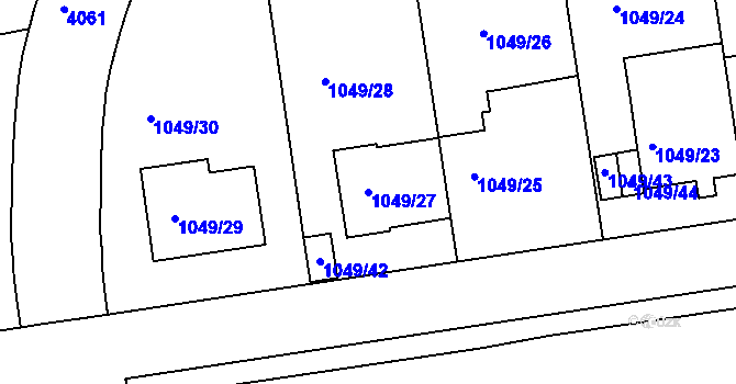Parcela st. 1049/27 v KÚ Dejvice, Katastrální mapa
