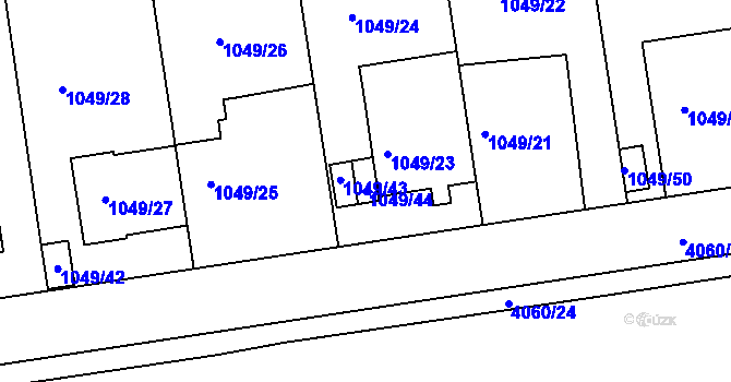 Parcela st. 1049/44 v KÚ Dejvice, Katastrální mapa