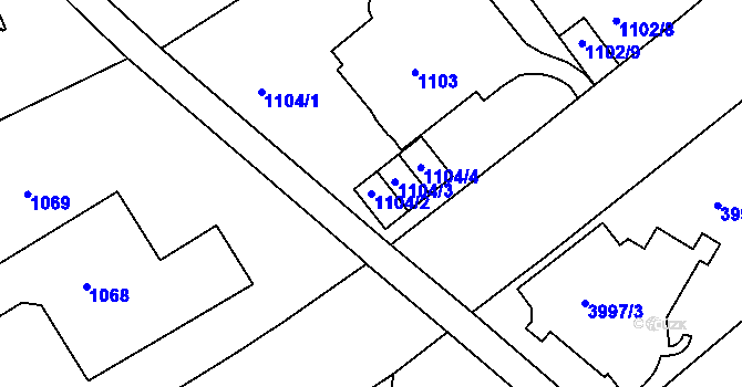 Parcela st. 1104/2 v KÚ Dejvice, Katastrální mapa