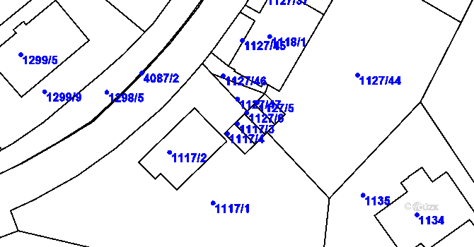 Parcela st. 1117/3 v KÚ Dejvice, Katastrální mapa