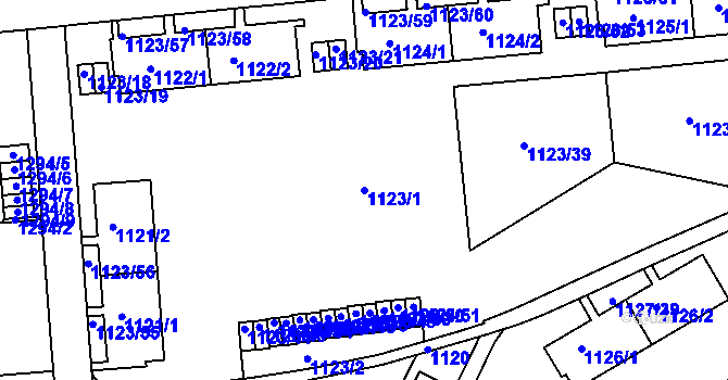 Parcela st. 1123/1 v KÚ Dejvice, Katastrální mapa