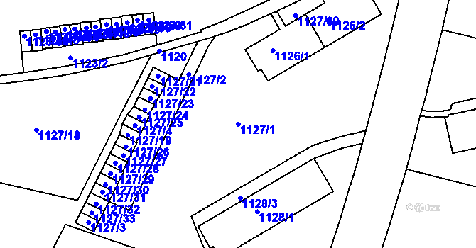Parcela st. 1127/1 v KÚ Dejvice, Katastrální mapa