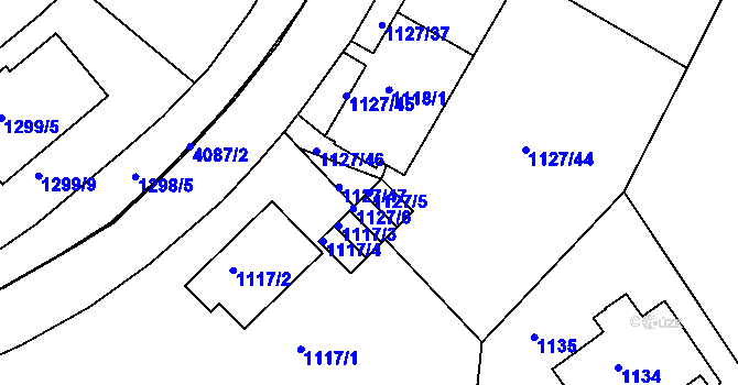 Parcela st. 1127/5 v KÚ Dejvice, Katastrální mapa