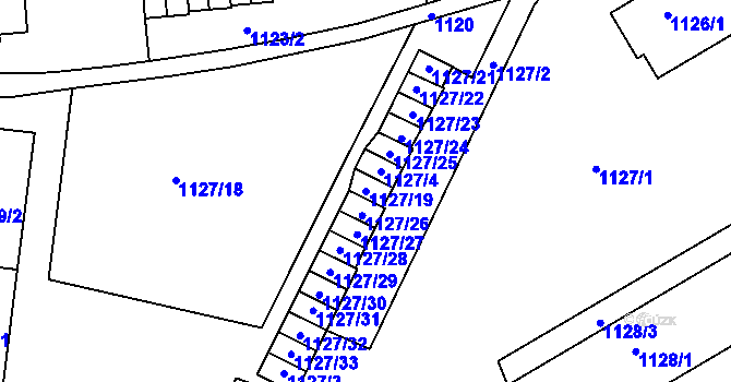 Parcela st. 1127/19 v KÚ Dejvice, Katastrální mapa