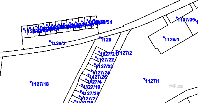 Parcela st. 1127/21 v KÚ Dejvice, Katastrální mapa