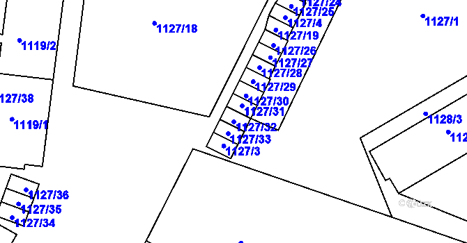 Parcela st. 1127/32 v KÚ Dejvice, Katastrální mapa