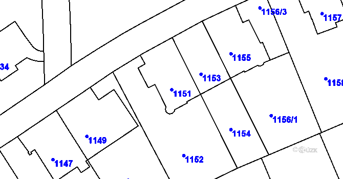 Parcela st. 1151 v KÚ Dejvice, Katastrální mapa