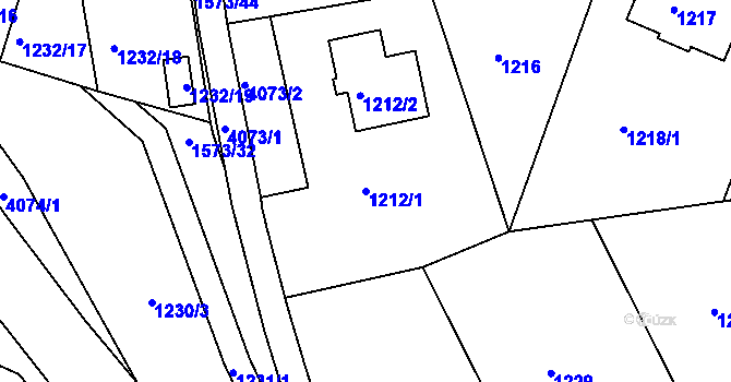 Parcela st. 1212/1 v KÚ Dejvice, Katastrální mapa