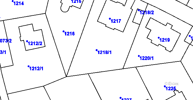 Parcela st. 1218/1 v KÚ Dejvice, Katastrální mapa