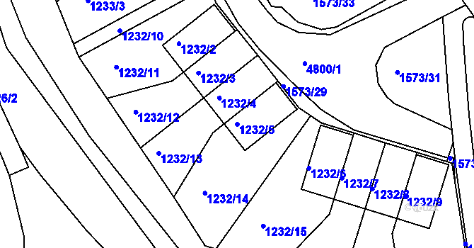 Parcela st. 1232/5 v KÚ Dejvice, Katastrální mapa