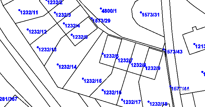 Parcela st. 1232/6 v KÚ Dejvice, Katastrální mapa