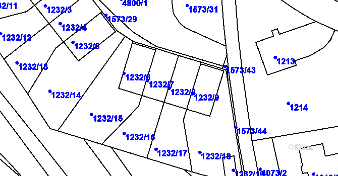 Parcela st. 1232/8 v KÚ Dejvice, Katastrální mapa