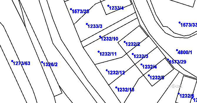 Parcela st. 1232/11 v KÚ Dejvice, Katastrální mapa