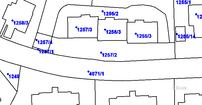 Parcela st. 1257/2 v KÚ Dejvice, Katastrální mapa