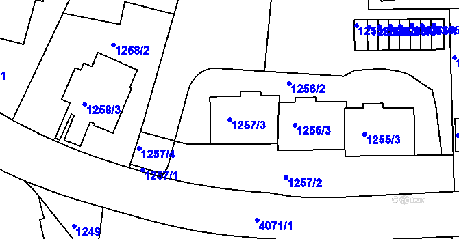Parcela st. 1257/3 v KÚ Dejvice, Katastrální mapa