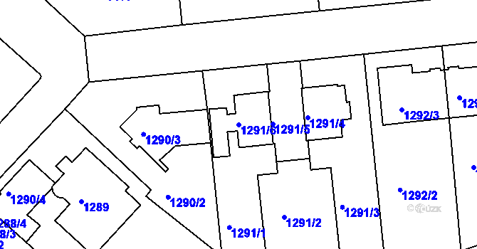 Parcela st. 1291/6 v KÚ Dejvice, Katastrální mapa