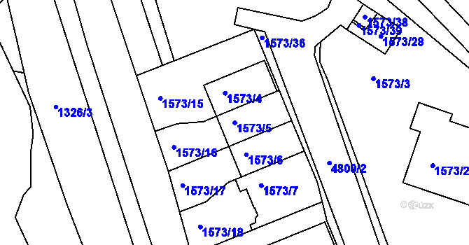 Parcela st. 1573/5 v KÚ Dejvice, Katastrální mapa