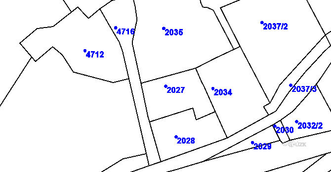 Parcela st. 2027 v KÚ Dejvice, Katastrální mapa