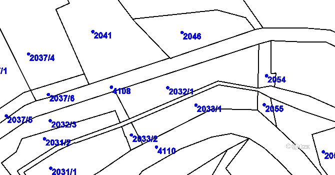 Parcela st. 2032/1 v KÚ Dejvice, Katastrální mapa