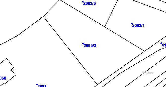 Parcela st. 2063/3 v KÚ Dejvice, Katastrální mapa