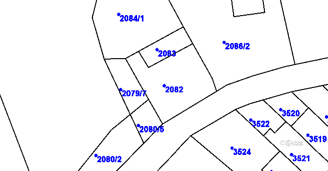 Parcela st. 2082 v KÚ Dejvice, Katastrální mapa