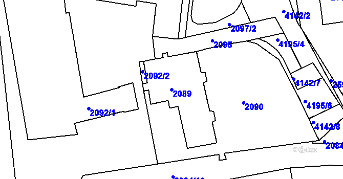 Parcela st. 2089 v KÚ Dejvice, Katastrální mapa