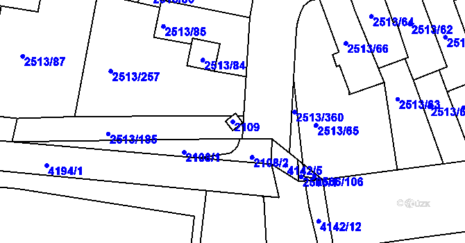Parcela st. 2109 v KÚ Dejvice, Katastrální mapa