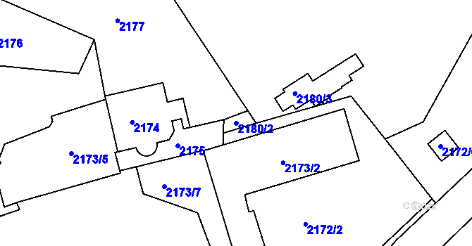 Parcela st. 2180/2 v KÚ Dejvice, Katastrální mapa