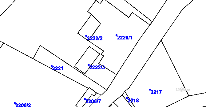 Parcela st. 2220/2 v KÚ Dejvice, Katastrální mapa