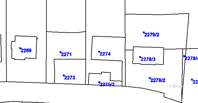 Parcela st. 2274 v KÚ Dejvice, Katastrální mapa