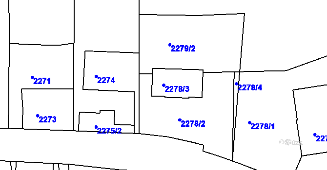 Parcela st. 2278/3 v KÚ Dejvice, Katastrální mapa