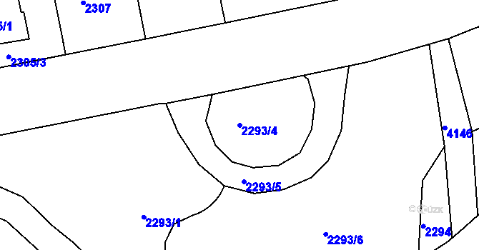 Parcela st. 2293/4 v KÚ Dejvice, Katastrální mapa