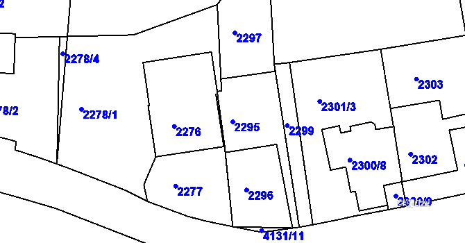 Parcela st. 2295 v KÚ Dejvice, Katastrální mapa